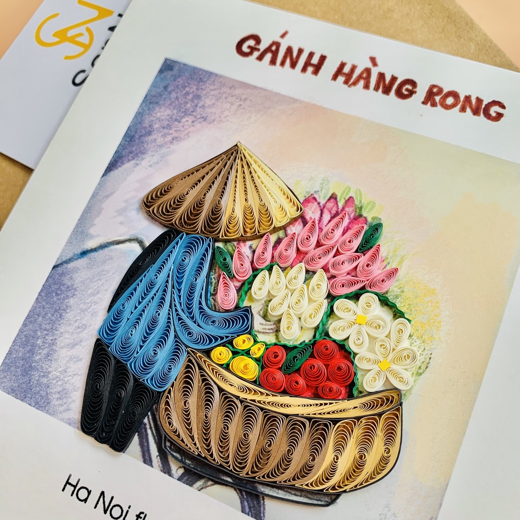 Thiệp Quilling Card giấy xoắn handmade quà tặng lưu niệm Việt Nam 15x15cm