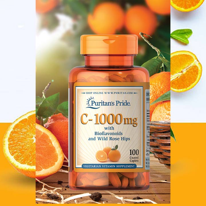 Bổ sung Vitamin C Puritan's Pride Vitamin C 1000mg Bioflavonoids + Wild Rose Hips 100 viên