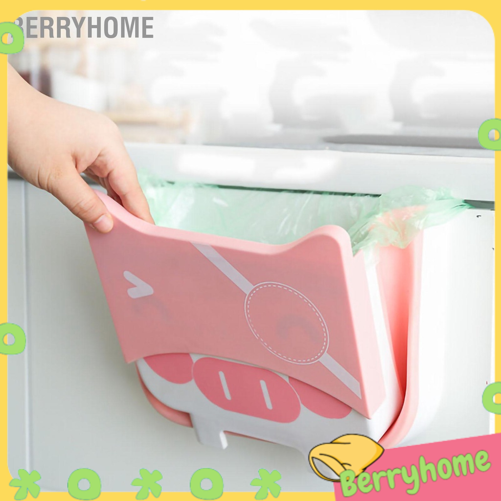 Treo Thùng Rác Phong Cách Hoạt Hình Tường Fodable Đa Năng Nhựa Bền BerryHome~