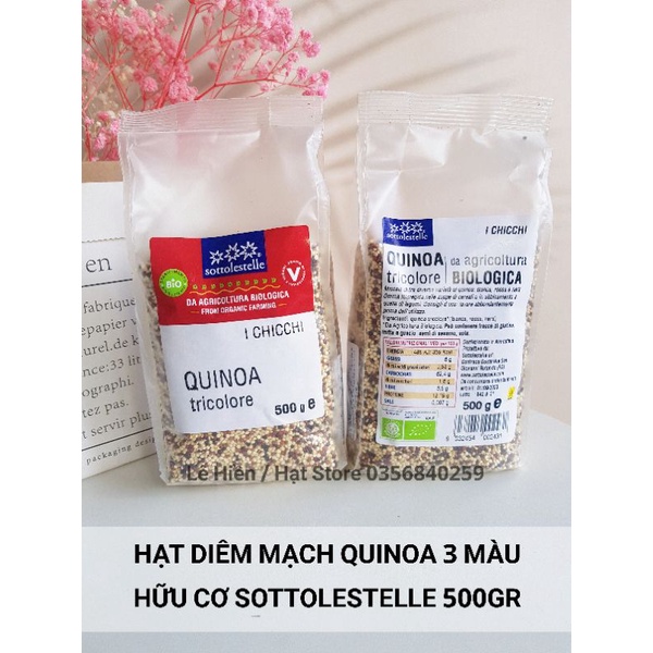 Hạt diêm mạch Quinoa hữu cơ 3 màu Sottolestelle 500