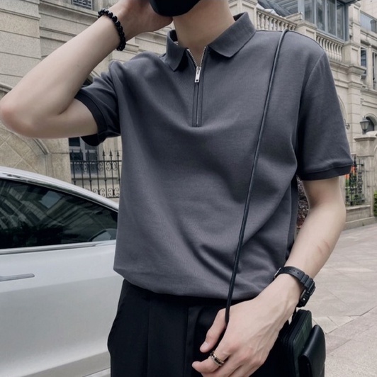Áo Thun Polo Tay Ngắn Cổ Gập Đơn Giản Thời Trang Cho Nam áo polo nam thời trang bigsize áo phông rộng simple unisex áo thun nam đẹp from rộng áo thun nam tay lỡ dây kéo áo phông nam form rộng