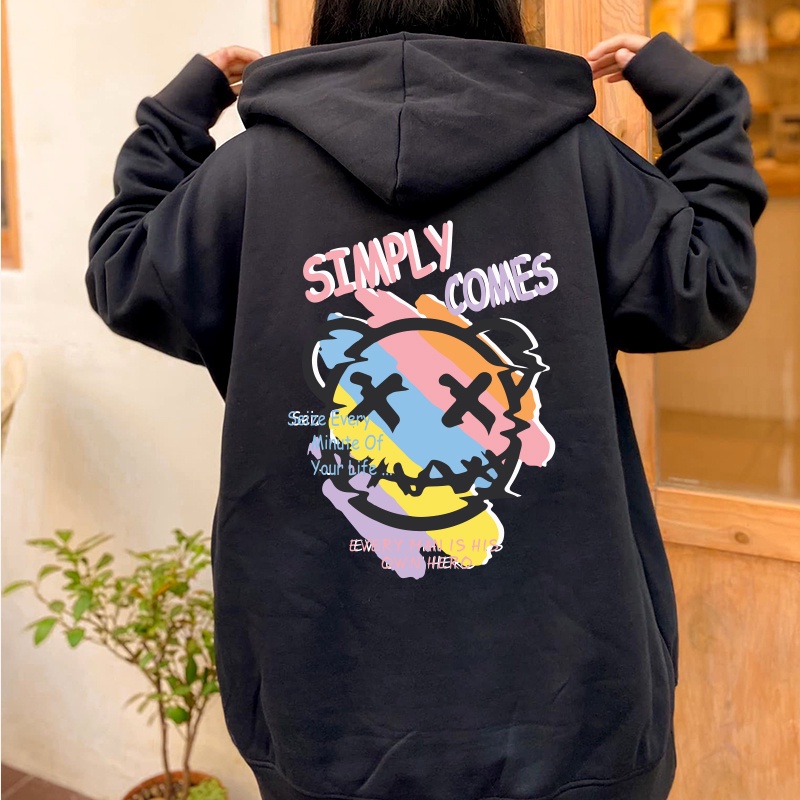 Áo thu đông Hoodie 2 màu đen trắng [N377]