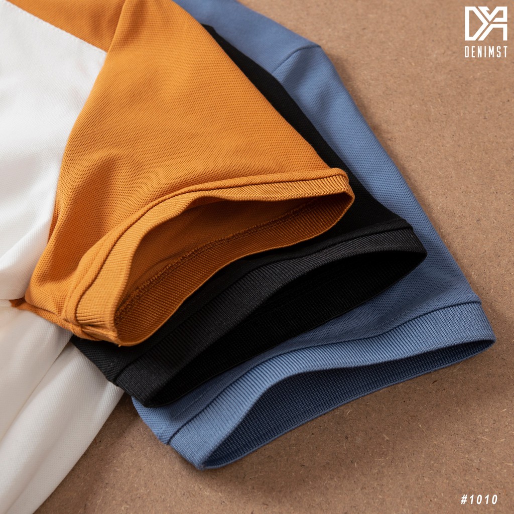 Áo thun polo nam mix màu DENIMST vải cotton cá sấu đan hình thoi, thoáng khí,mềm mại, form regular fit 1010