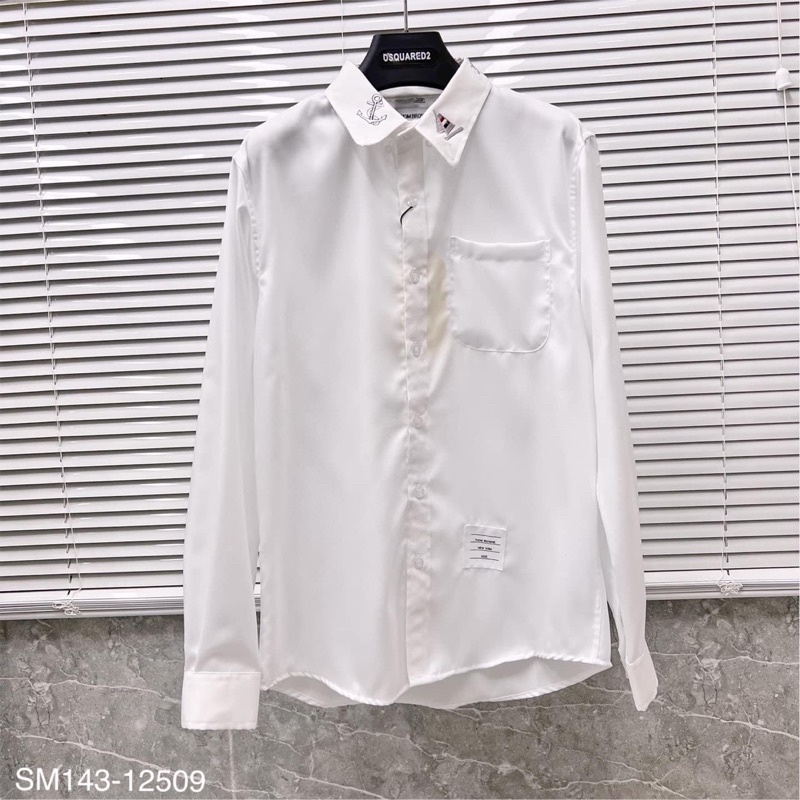 Áo Sơ Mi Thom Gai Nam Dài Tay Thêu Hình Thuyền Mỏ Neo Quanh Cổ