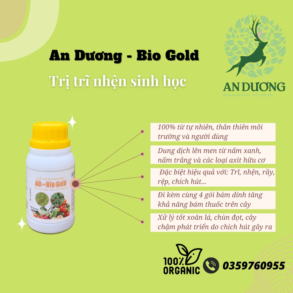 Trị trĩ nhện rệp chích hút sinh học AD - Bio Gold/Bio Oli 100ml-250ml
