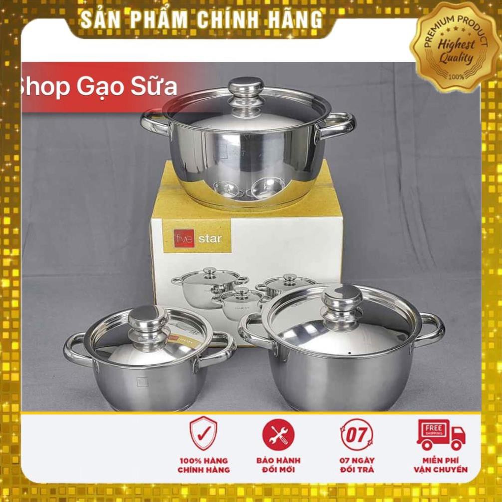 [HÀNG CAO CẤP CHÍNH HÃNG] Bộ nồi 3 chiếc Fivestar 3 đáy nắp inox