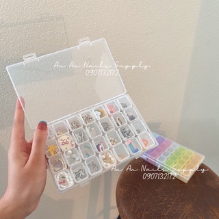 Hộp nhựa 28 ngăn ( MÀU TRONG) đựng charm phụ kiện làm nail
