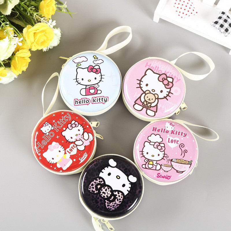 Hộp đựng tai nghe, cáp sạc, tiền xu in hình mèo Hello Kitty dễ thương