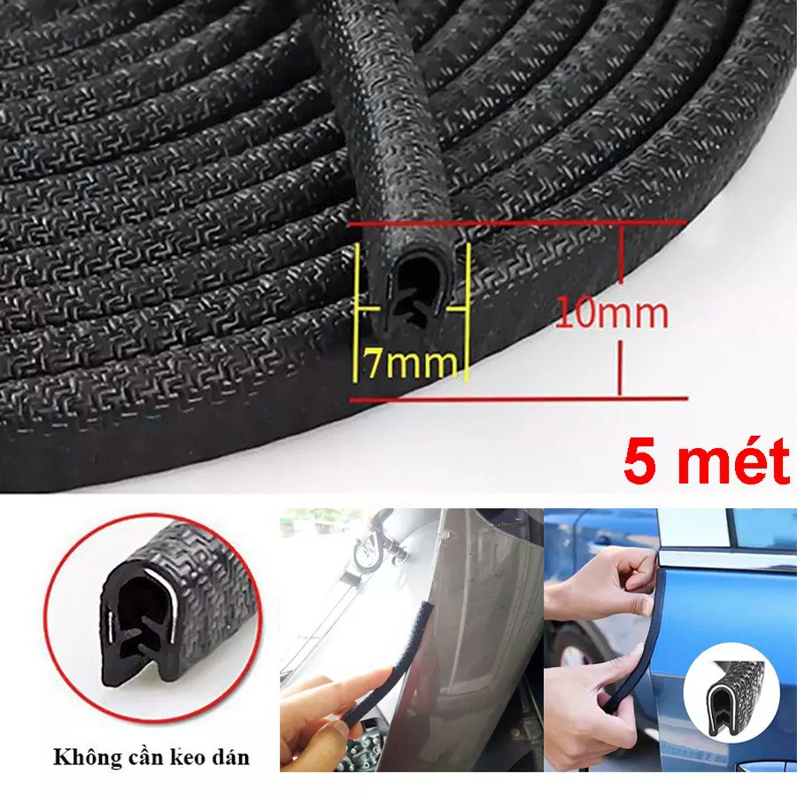 5 mét Nẹp viền cửa ô tô chống trầy, viền xe máy cao su lõi thép hàng xịn