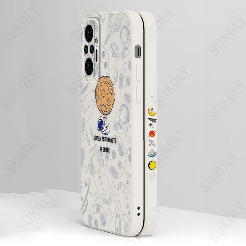 ốp lưng Phi hành gia với điện thoại mẫu bên Vỏ tương thích Cho Xiaomi 10 10s 10pro 11 11pro Redmi Note 11 pro 11s 10 Pro 9s 9 8 7S 7 Pro Redmi 8 9 9A 9C 9t 10 Vỏ đầy đủ silicone mềm vuông case