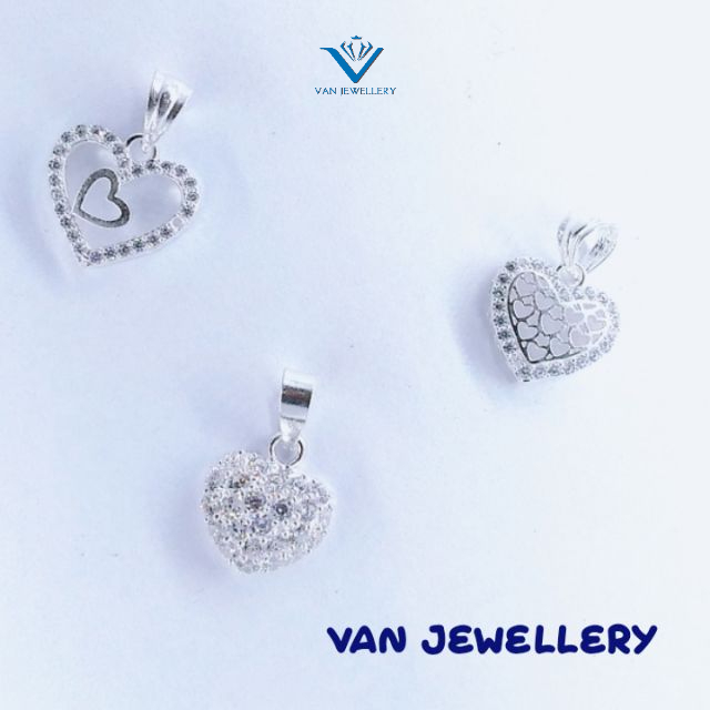 Mặt dây chuyền hình tim bạc ta(3 mẫu)_Van jw