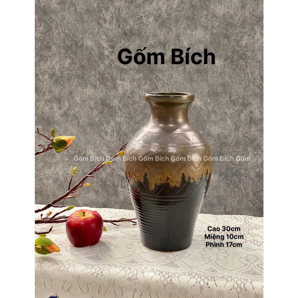 Bình Hoa Lọ Hoa Gốm Nhiều Mẫu Men Mộc Đồng Gốm Sứ Bát Tràng - Gốm Bích