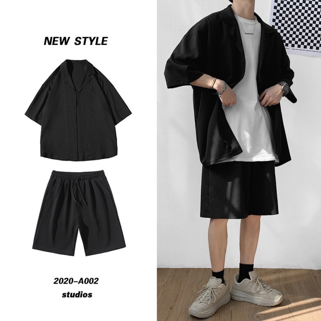 Set blazer nam tay ngắn from rộng phong cách Unisex Hàn Quốc SC03