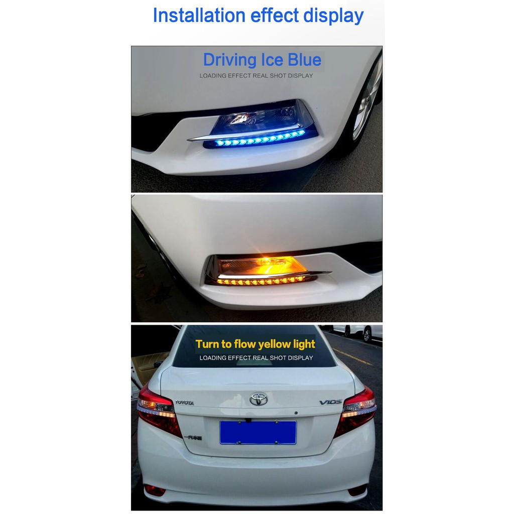 Set dải đèn LED DRL chạy ban ngày nhiều màu sắc dành cho xe hơi