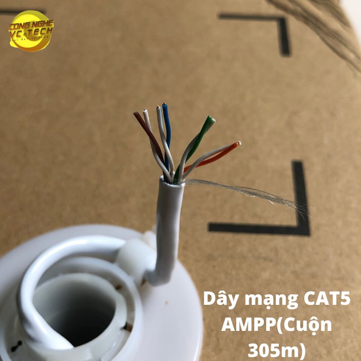 Dây Cáp Mạng AMPP CAT5E Màu Trắng-Cuộn 305M-Đảm bảo tín hiệu ổn định trên 100M