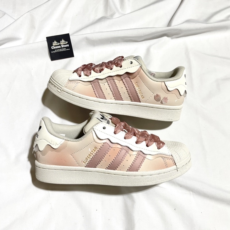giày Superstar mũi sò hồng phấn hoa anh đào capuchinotrắng 2022 capuccino cao cấp