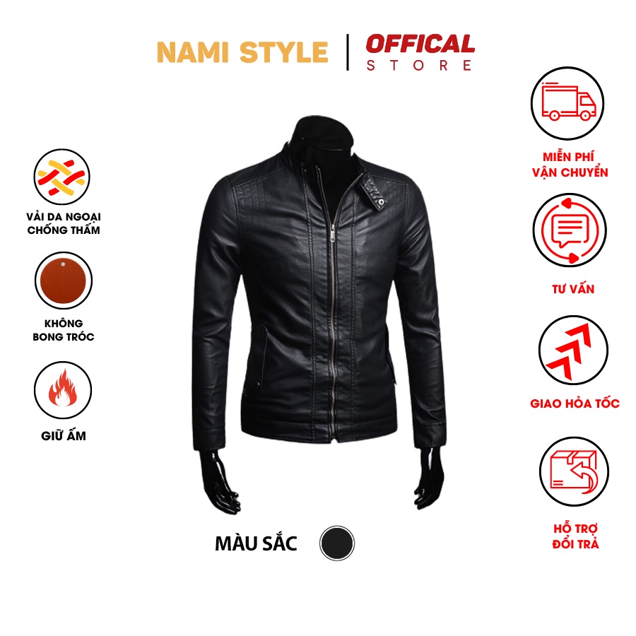 Áo Khoác Da Nam Áo Da Đen Trơn Xịn Xò Thời Trang-Da01