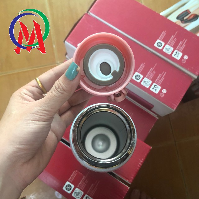Bình nước cho bé giữ nhiệt hoạt hình nút bấm 500ml cho  Học sinh, Sinh viên, Nhân viên  văn phòng,