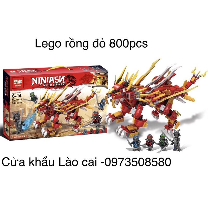 Xếp hình Ninjago rồng đỏ full sấm sét 800 miếng ghép- do choi  con trai