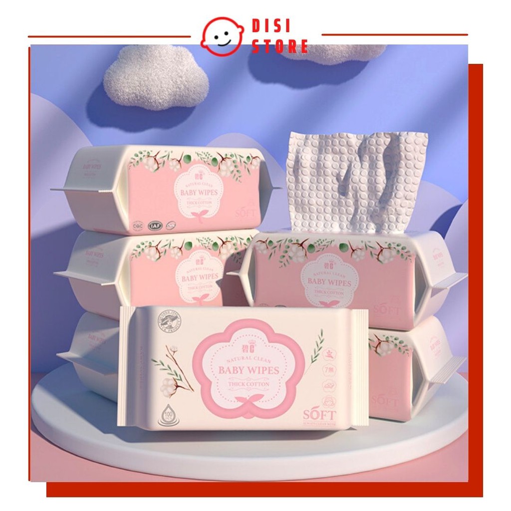 [100 Tờ] Khăn Giấy Bông Cotton Mềm Khô Loại Dày Cho Em Bé Sơ Sinh Dùng Một Lần - DISI