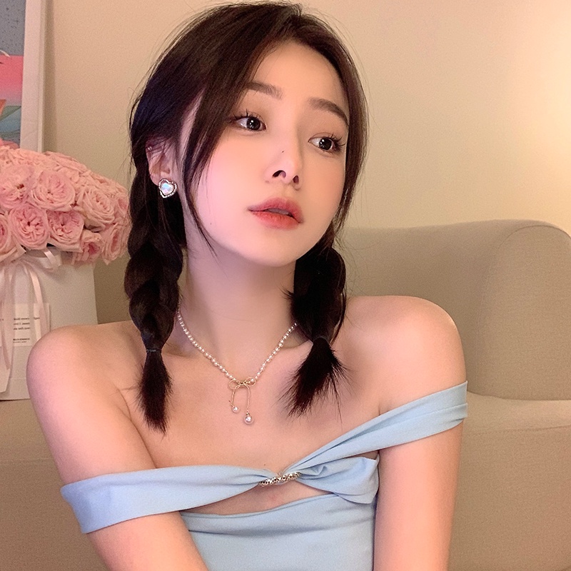 Đôi Khuyên Tai HìNh TráI Tim ĐíNh Đá MặT Trăng ThờI Trang Cho Nữ