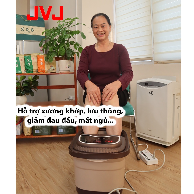 [Freeship 100k] Bồn ngâm chân có Tiếng việt 2021 JVJ B2 massage tự động bằng con lăn, Sục khí,hồng ngoại - Bảo hành 12T