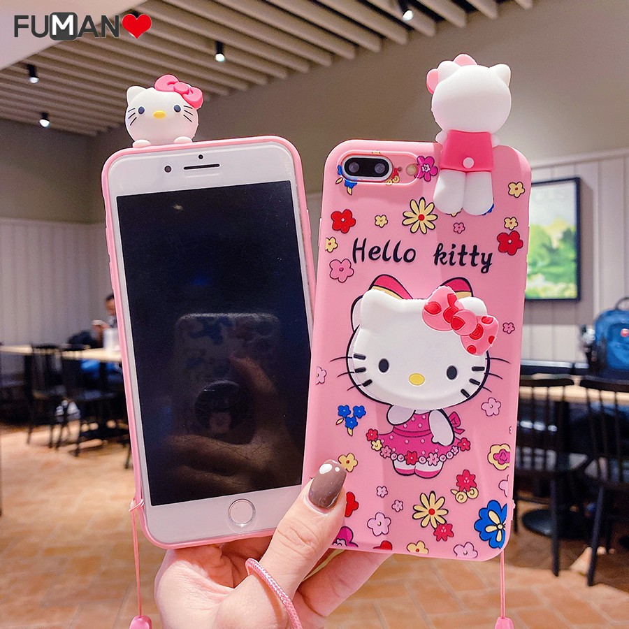 Ốp Lưng Mềm In Hình Mèo Kitty Có Gương Và Dây Đeo Cho Oppo A71 F9 Pro F1 Lite F5 F1S F3 Lite A83 A1