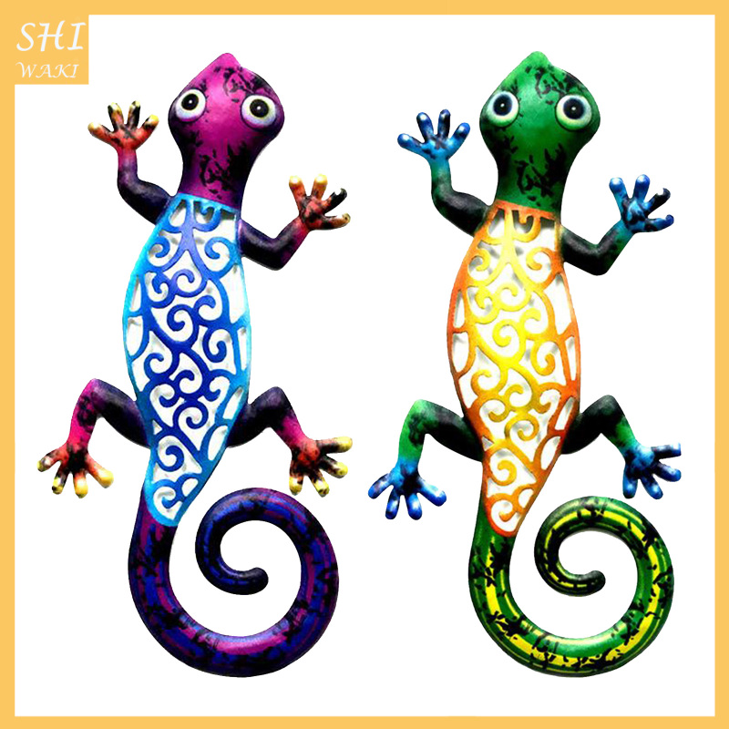 [In Stock]2xWall Hanging Gecko Artworkd Decorative Lizard Outdoor Garden Decor  Blue