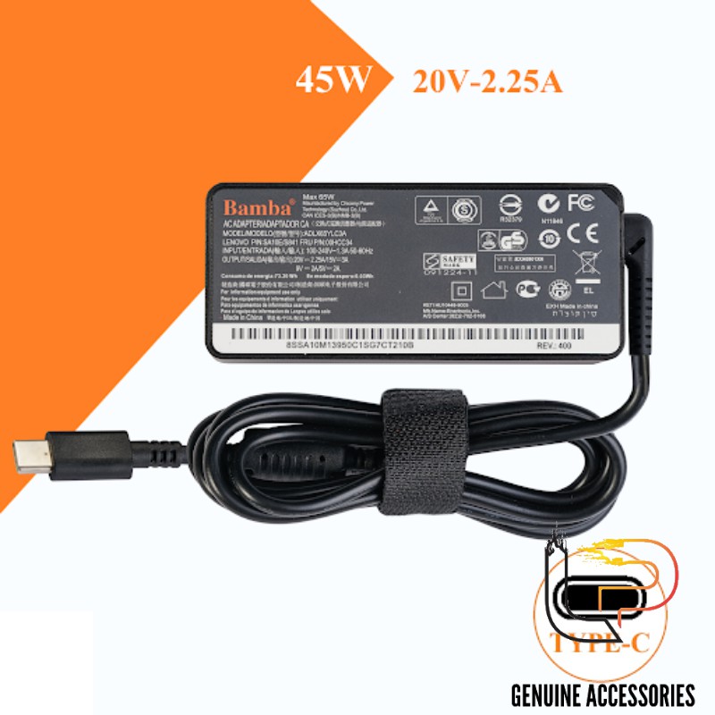 Bộ sạc Laptop LENOVO 20V- 2.25A đầu USB Type-C - Adapter LENOVO 20V- 2.25A đầu USB Type-C