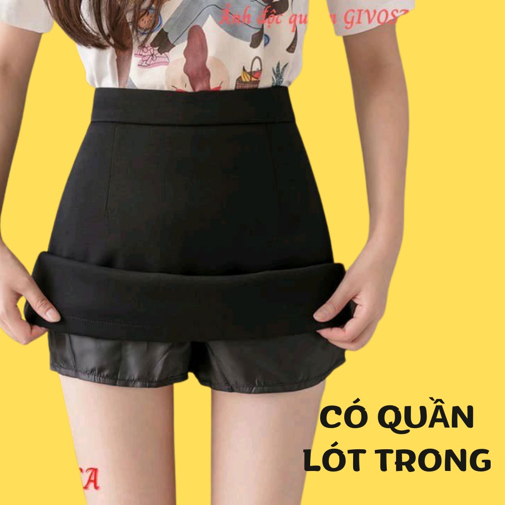 Chân váy chữ a ngắn lưng cao xẻ tà, chân váy công sở ngắn bigsize có quần lót trong chất vải thoáng mát