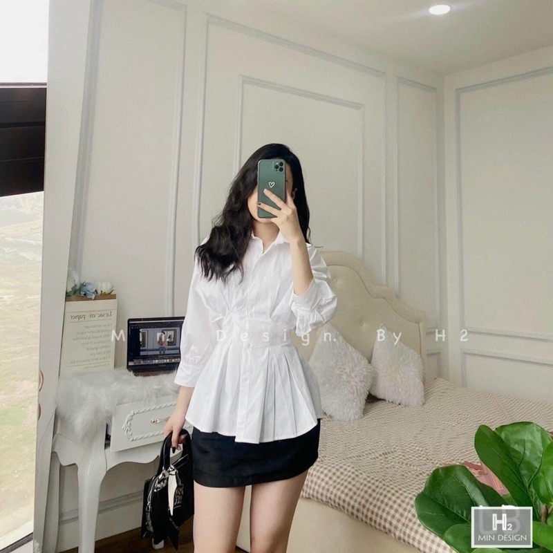 [Hàng Có Sẵn, Ảnh Thật]Áo Sơ Mi Xếp Ly Eo Tôn Dáng- Áo Somi Trắng Polo Sang Choảnh Mẫu Mới 2022 | BigBuy360 - bigbuy360.vn