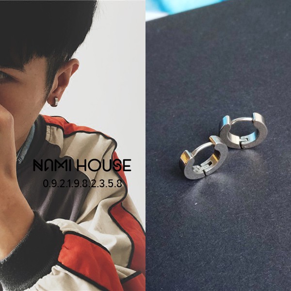 Bông tai khoen tròn nhỏ dày ôm sát tai đơn giản cá tính khuyên tai unisex hot trend kpop hàn quốc - namimi