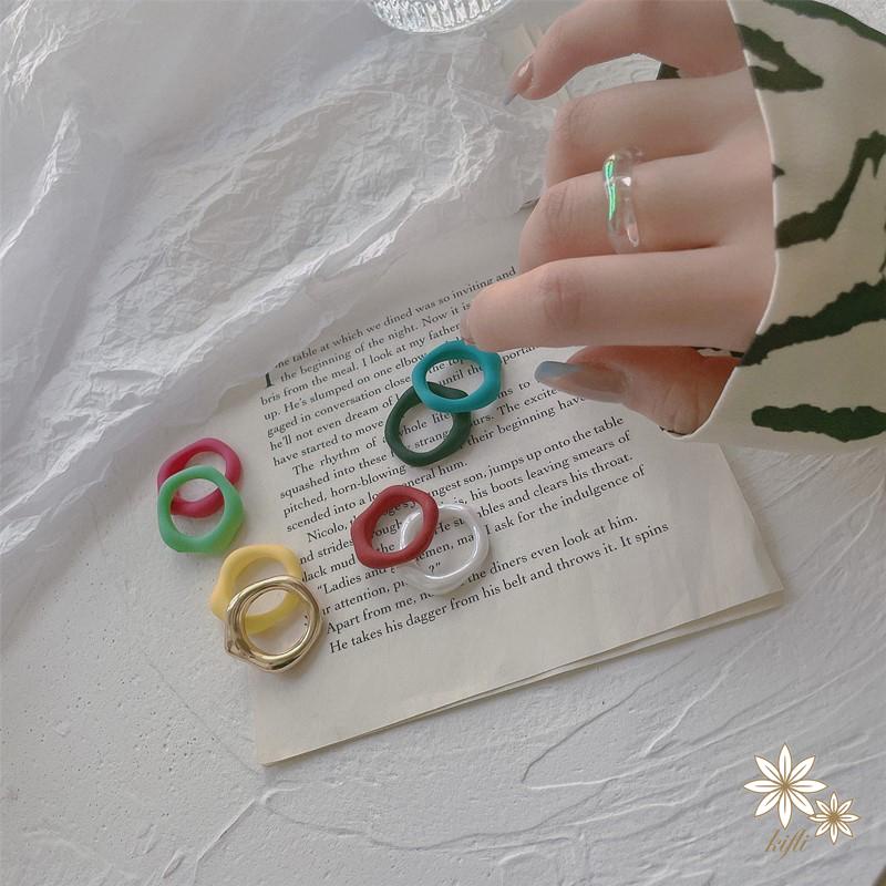 【Kifli.vn】Nhẫn Acrylic polygon Đa Năng Kết Cấu Nhiều Màu Sắc Đơn Giản Và Đa Năng