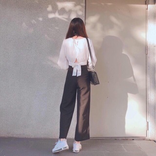 Áo Kiểu Bo Eo Thắt Nơ Sau