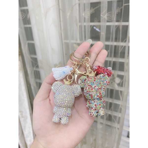 Móc Khoá Gấu Vương Miện Đính Đá sang chảnh , Phụ Kiện Túi Xách Gấu Love đáng yêu - SHIN STORE