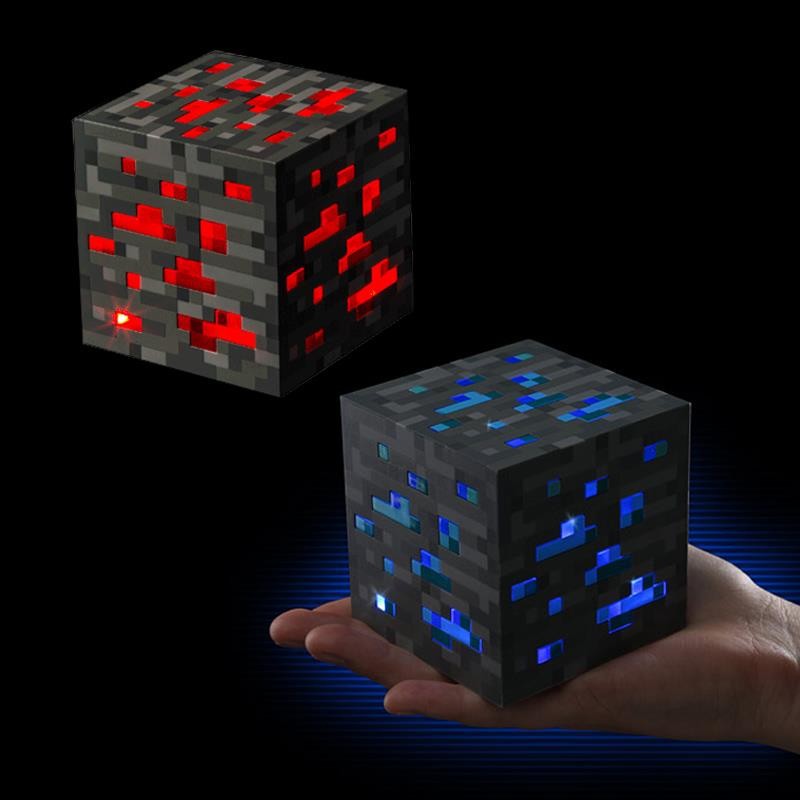 Đèn block đá đỏ và kim cương Minecraft phát sáng 3 mức độ