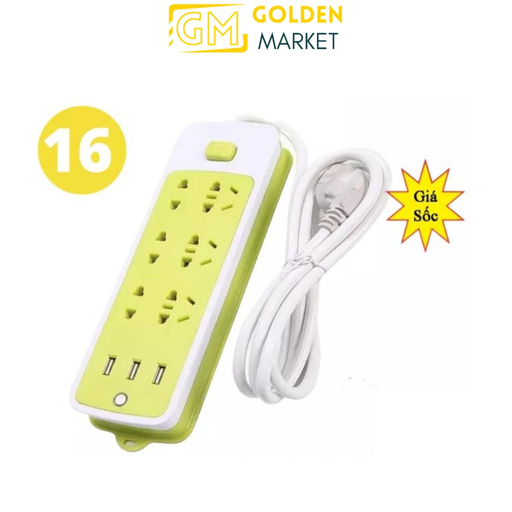 Ổ Cắm Điện Chống Giật 6 Lỗ + 3 Cổng Sạc USB