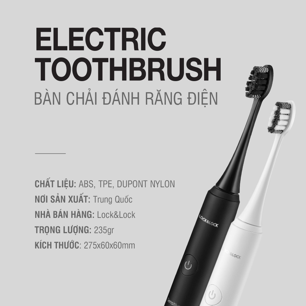 Bàn chải đánh răng điện Lock&amp;Lock sạc không dây ENR346 (màu trắng &amp; màu đen)