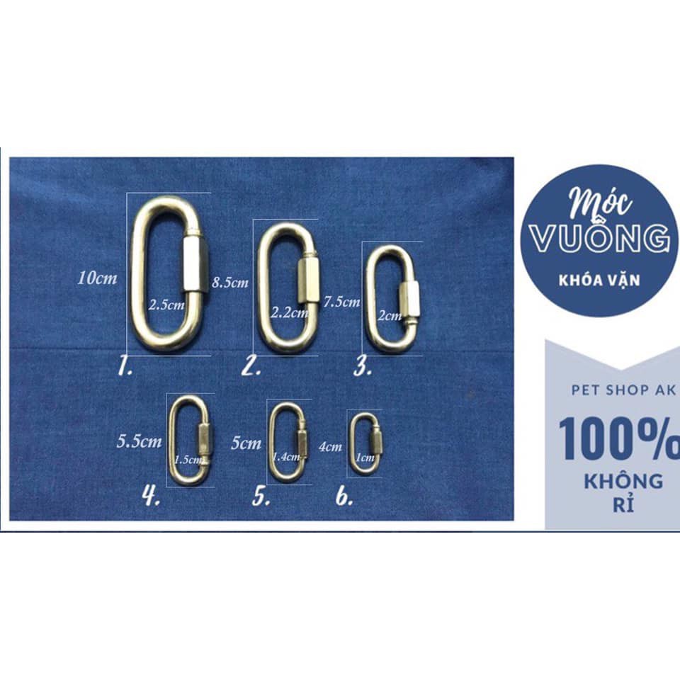 Móc ren inox 304 vuông ,móc xích chó không rỉ