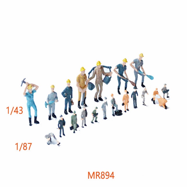 Mô hình người công nhân tỉ lệ 1:43 và 1:87 trang trí sa bàn, tiểu cảnh, terrarium, DIY