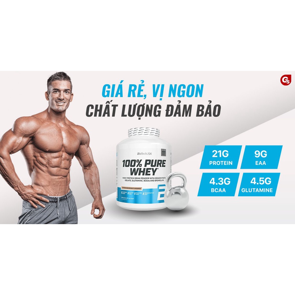 Sữa tăng cơ BioTech USA 100% Pure Whey 2270g  nhập khẩu Mỹ - Gymstore