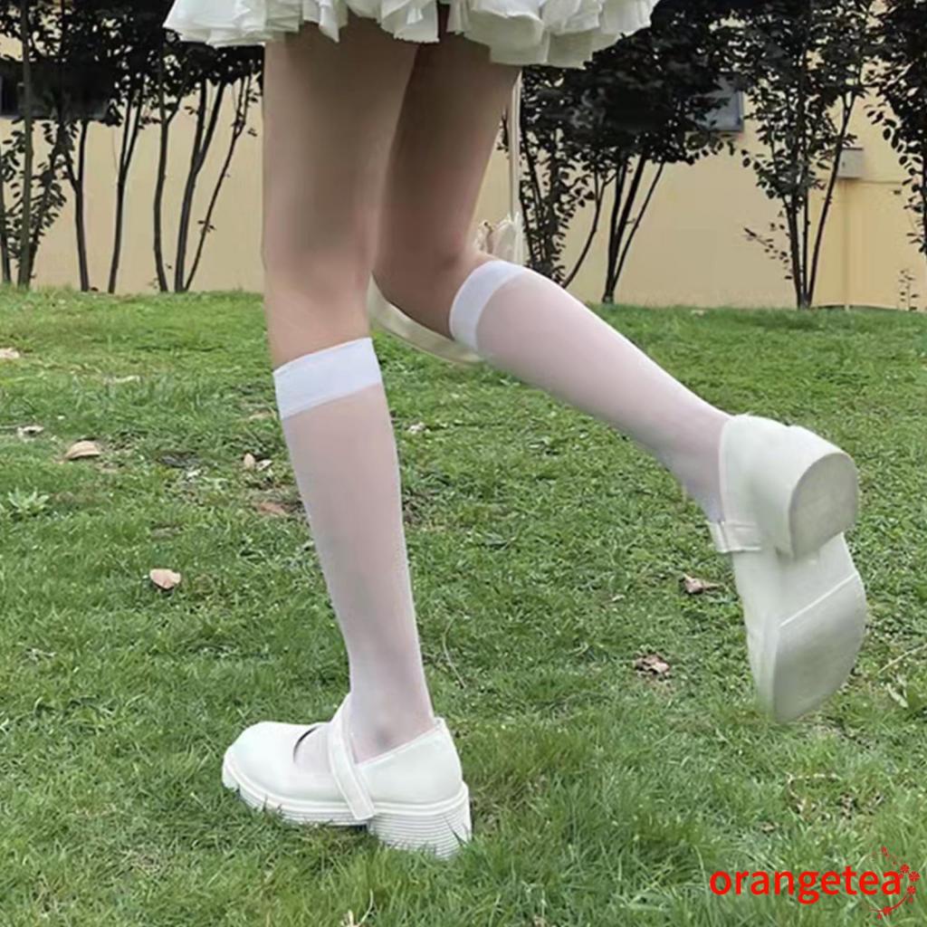 Vớ Mỏng Dài Đến Bắp Đùi Màu Trơn Co Giãn Thời Trang Dành Cho Nữ