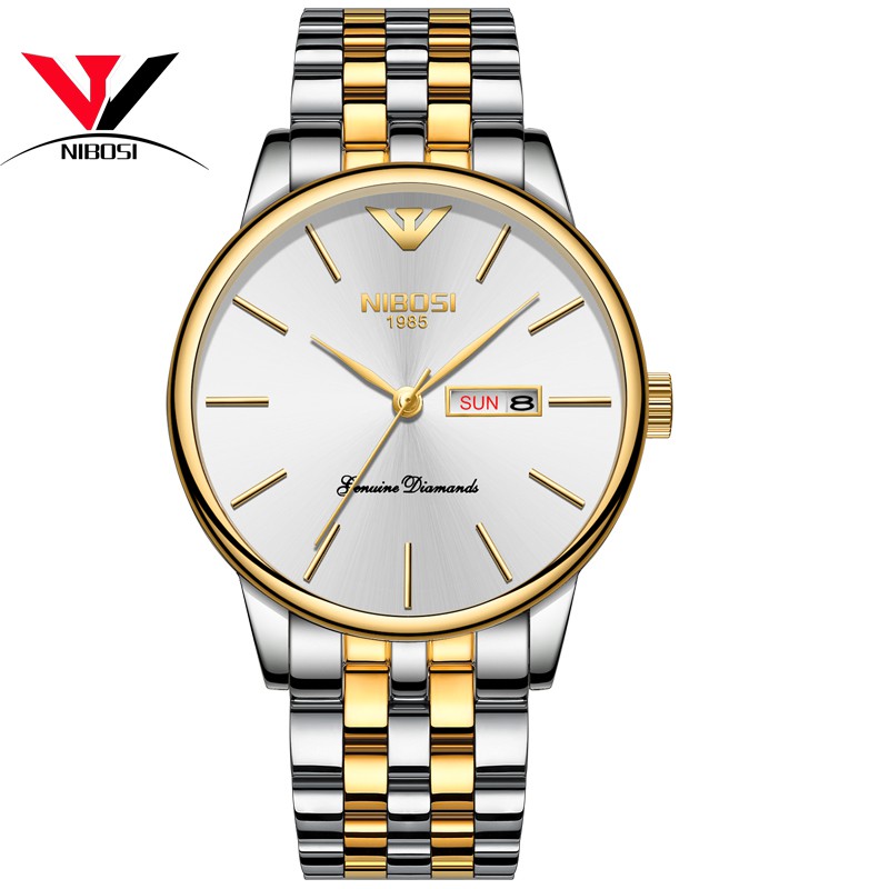 Đồng hồ nam NIBOSI 2332 dây thép đúc đặc kính tráng shappire lịch ngày cao cấp | BigBuy360 - bigbuy360.vn