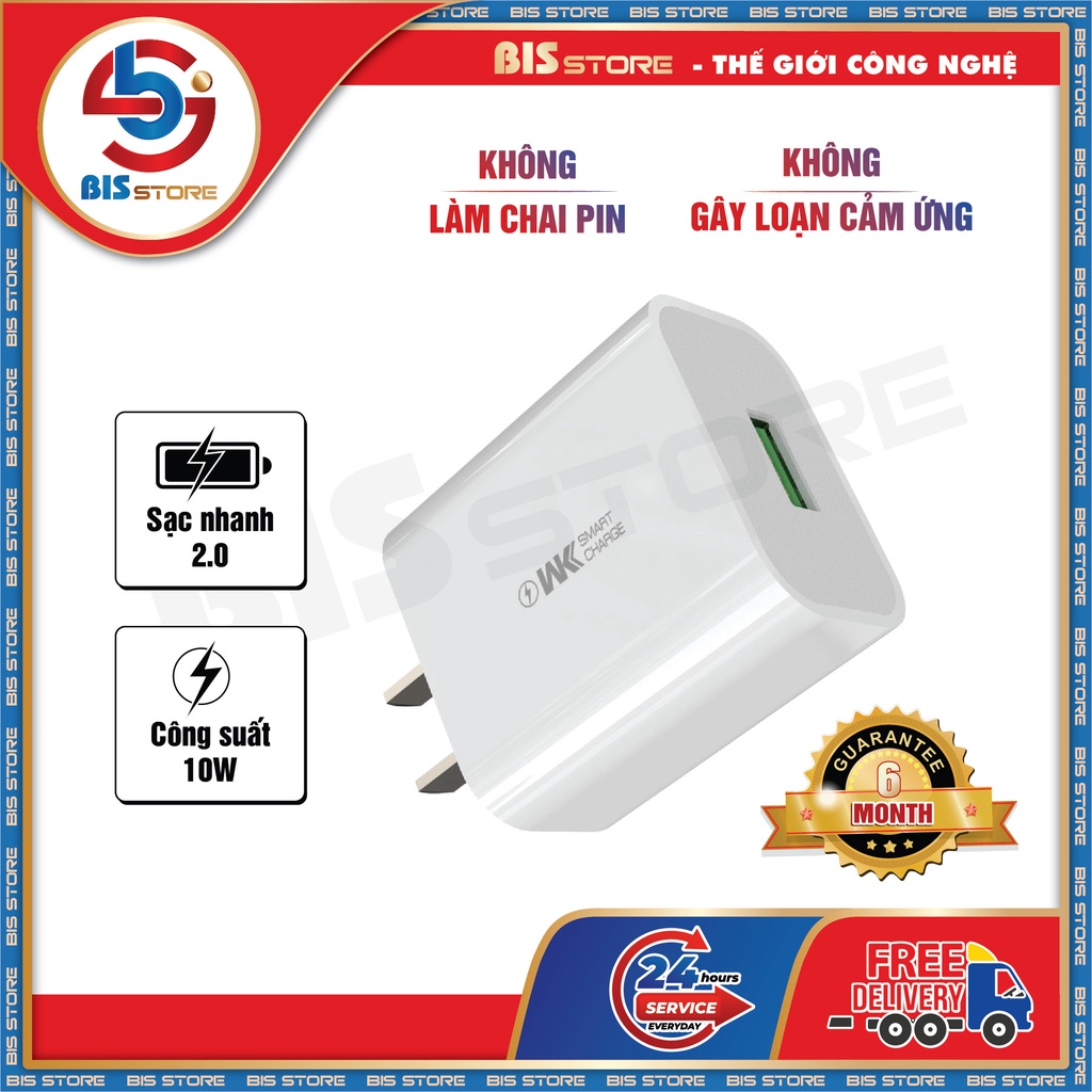 Bộ Sạc Nhanh 10W/2A WP-U118 Chính hãng - Lightning/MicroUsb/Type-C - Bảo Hành 6 Tháng