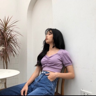 Áo croptop cổ v