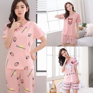 Set Đồ Ngủ Ngắn In Họa Tiết Dễ Thương Cho Nữ