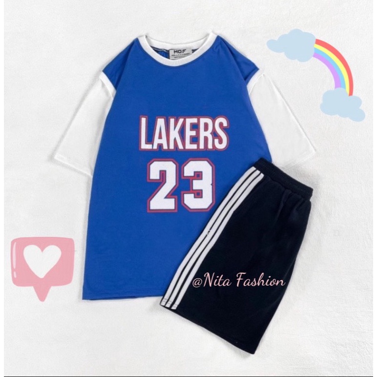 Set Đồ Bóng Rổ Nam Nữ LAKERS 23 Phong Cách Ulzzang - Form Unisex Freesize -Nita Fashion
