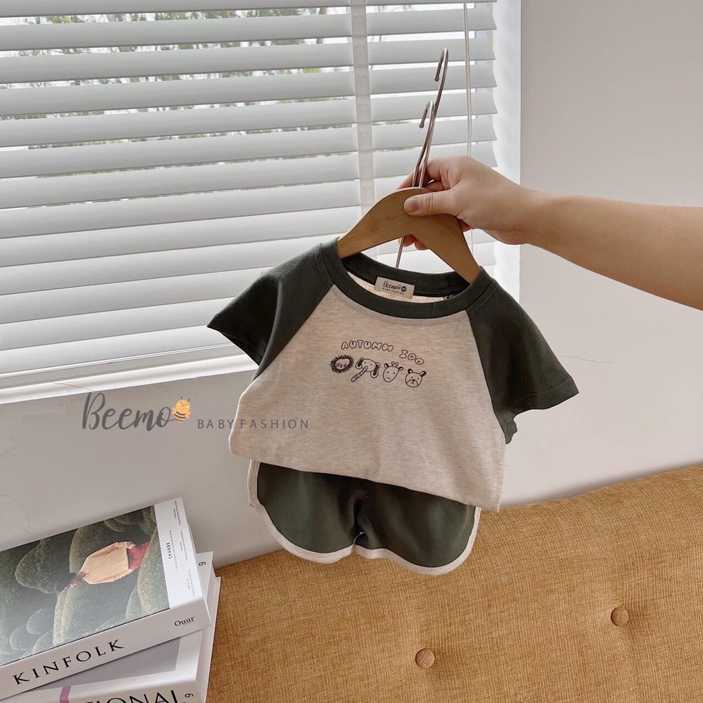 Bộ cotton cộc tay in hình thú dễ thương Beemo