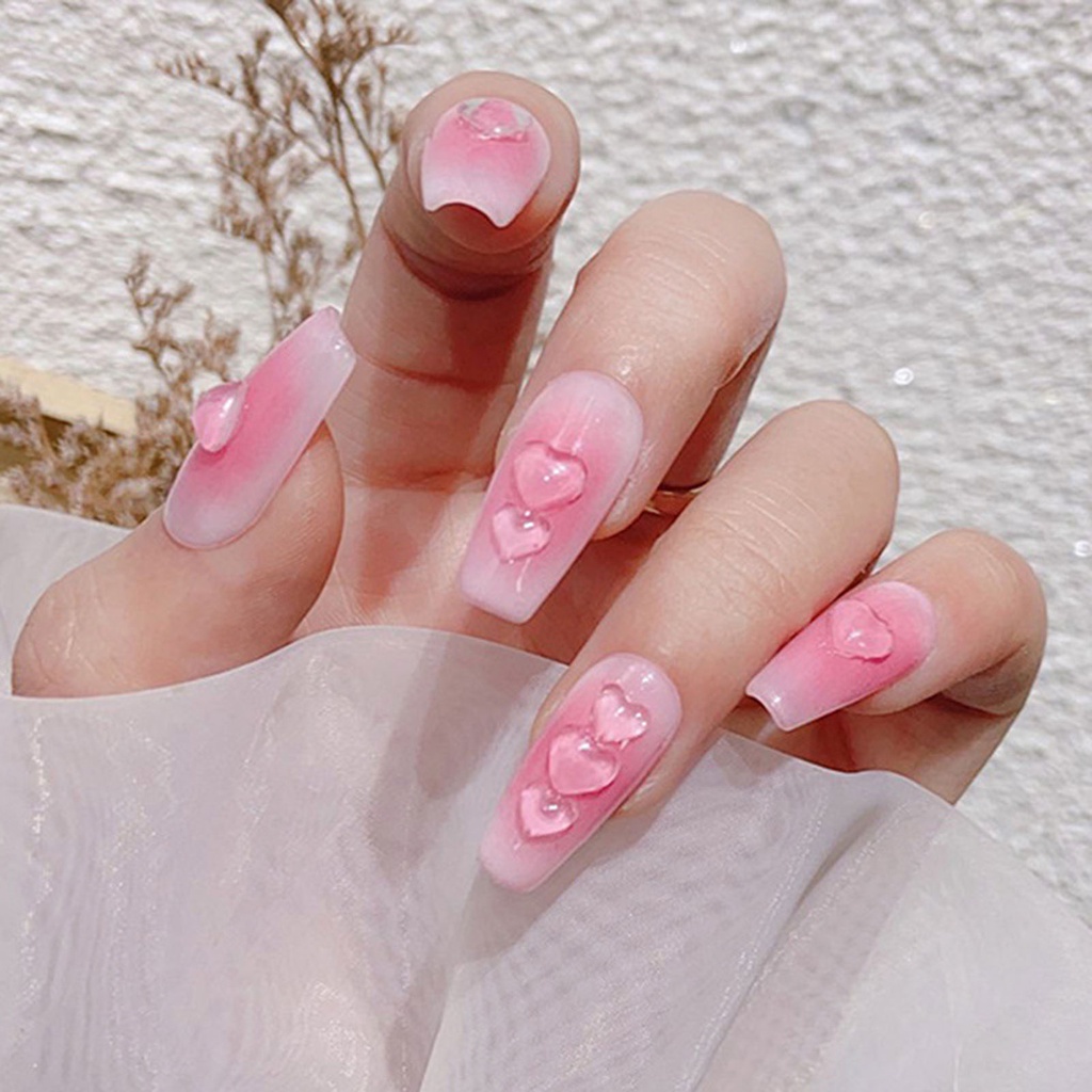 Túi 100 Phụ Kiện Trang Trí Móng Tay 3D Hình Trái Tim DIY