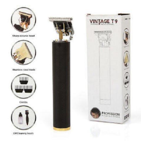 Tông Đơ Cắt Tóc Chấn Viền VINTAGE T9 Cao cấp Salon và Gia Đình Công Suất Mạnh Mẽ Pin khủng 1200 mAh [ Video Ảnh Thật ]